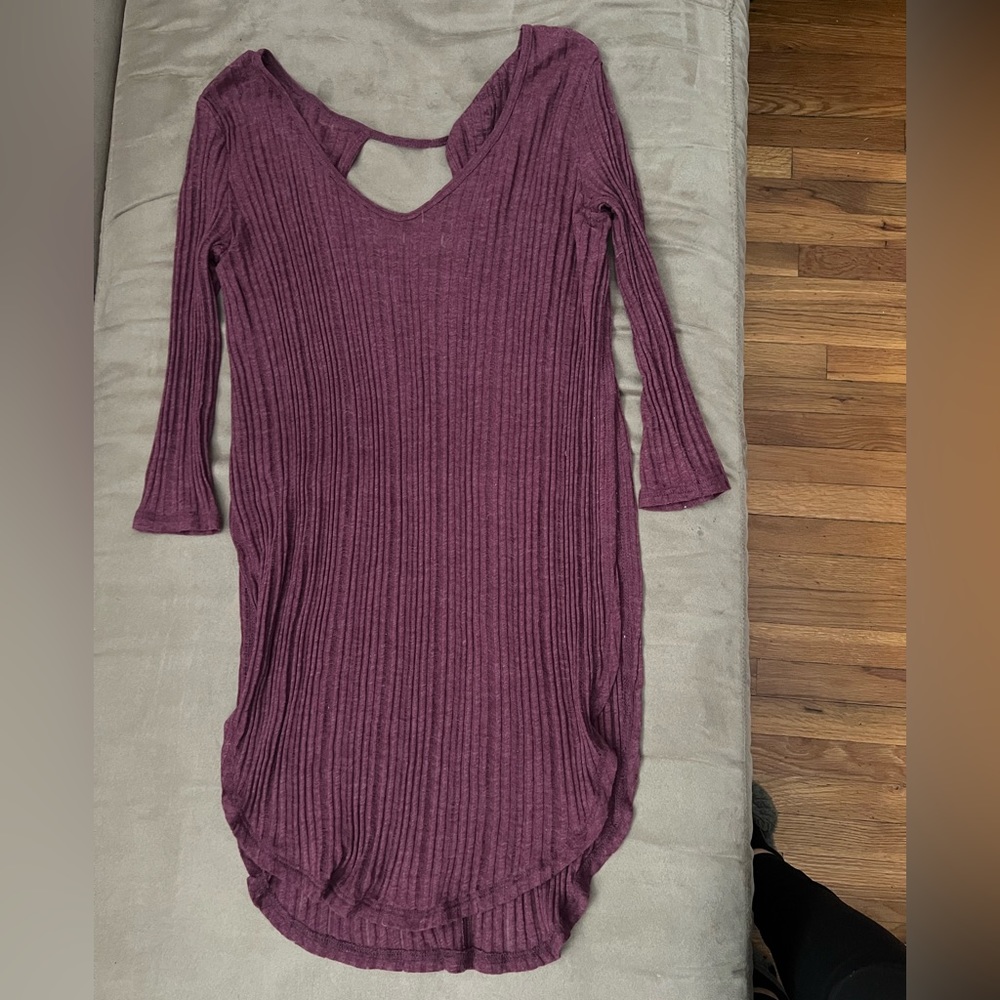 Anthropologie? Ribbed tunic with side slits and V back